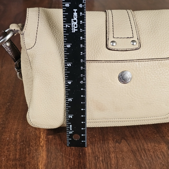 Coach Y2K Pebbled Leather Shoulder Bag Cream Beige Silver Ring Hardware